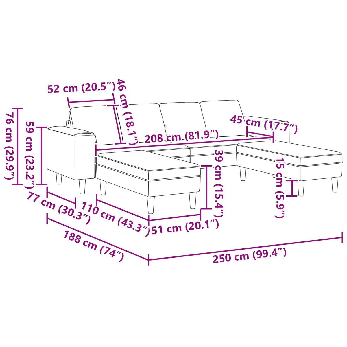 Kauč za dnevni boravak 3 pcs Plava Poliester