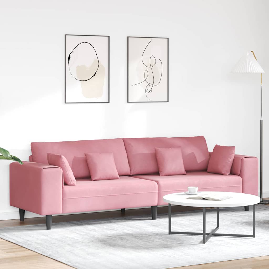 Sofa Ružičasta 250 x 77 x 76 cm Baršun