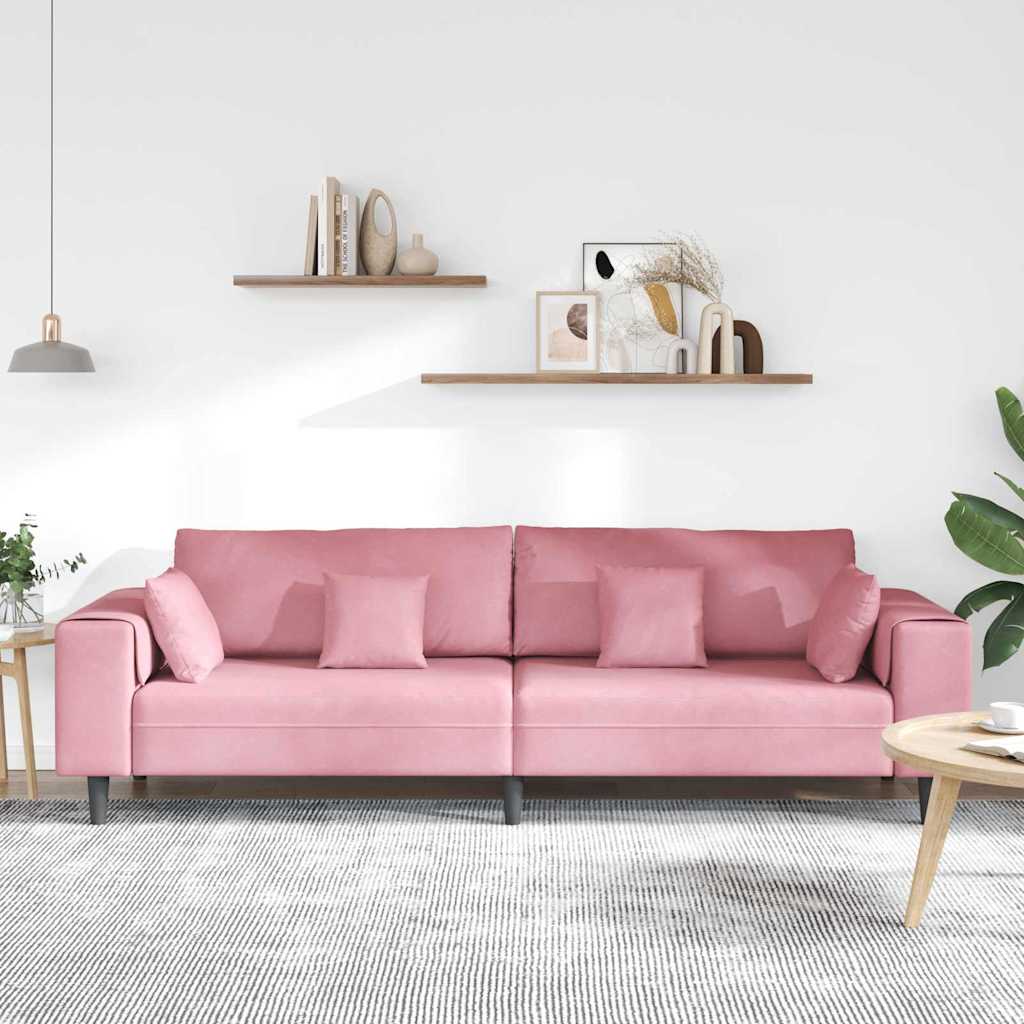 Sofa Ružičasta 250 x 77 x 76 cm Baršun