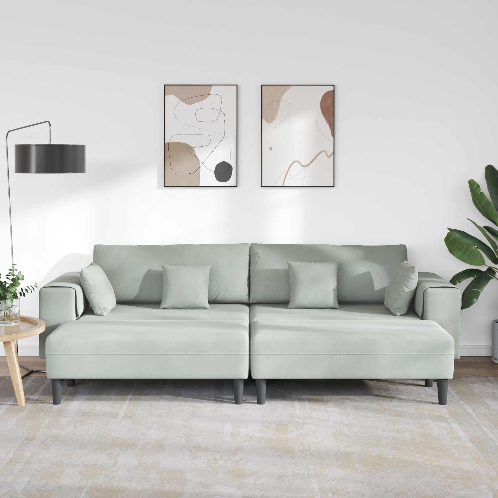 Sofa 3 pcs Svijetlo siva 250 x 188 x 76 cm Baršun