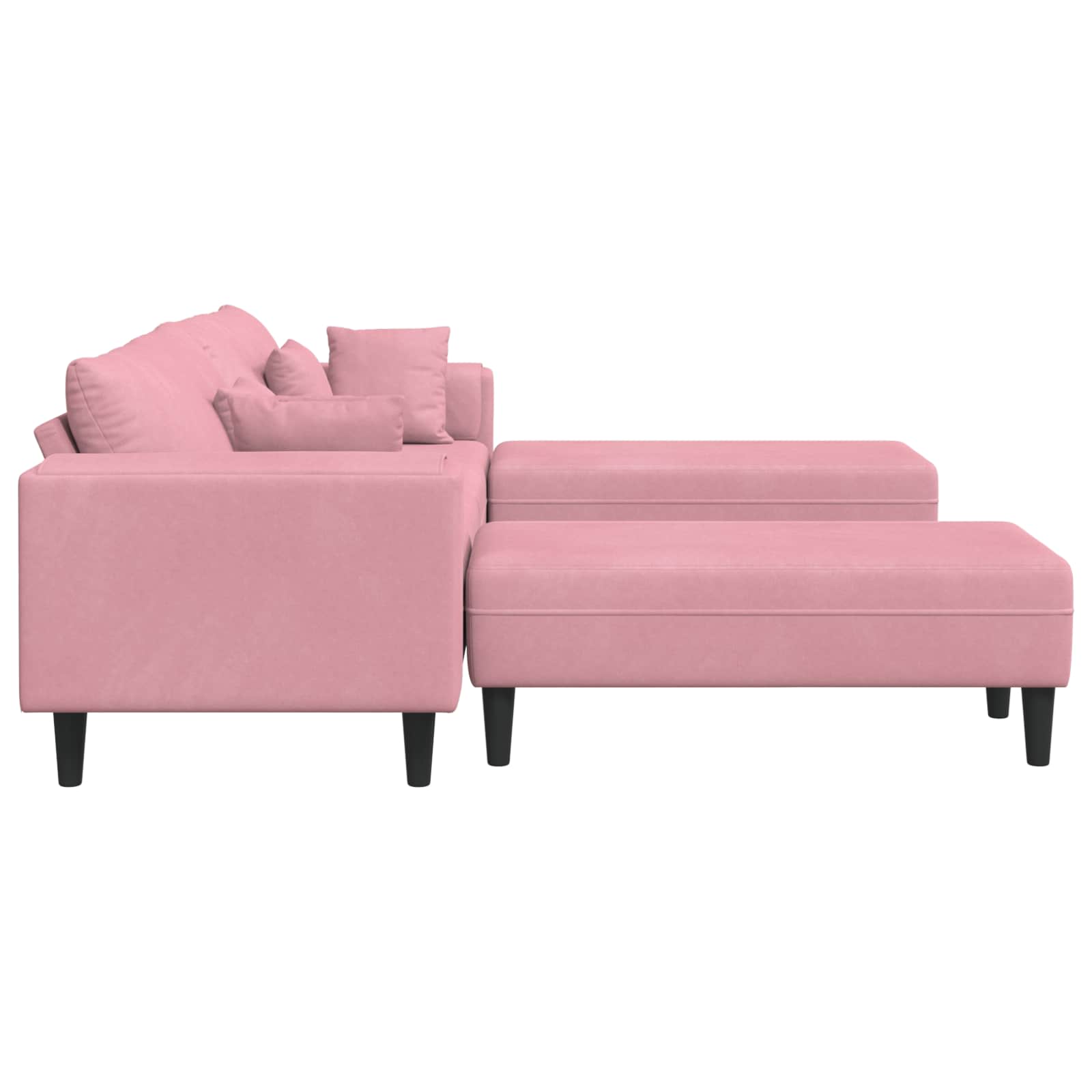 Sofa 3 pcs Ružičasta 250 x 188 x 76 cm Baršun