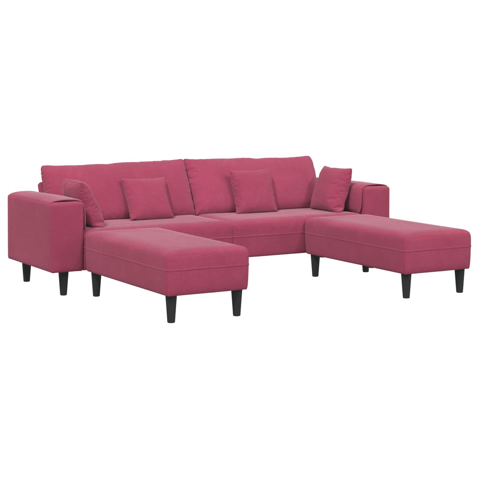 Sofa 3 pcs Vinska crvena 250 x 188 x 76 cm Baršun