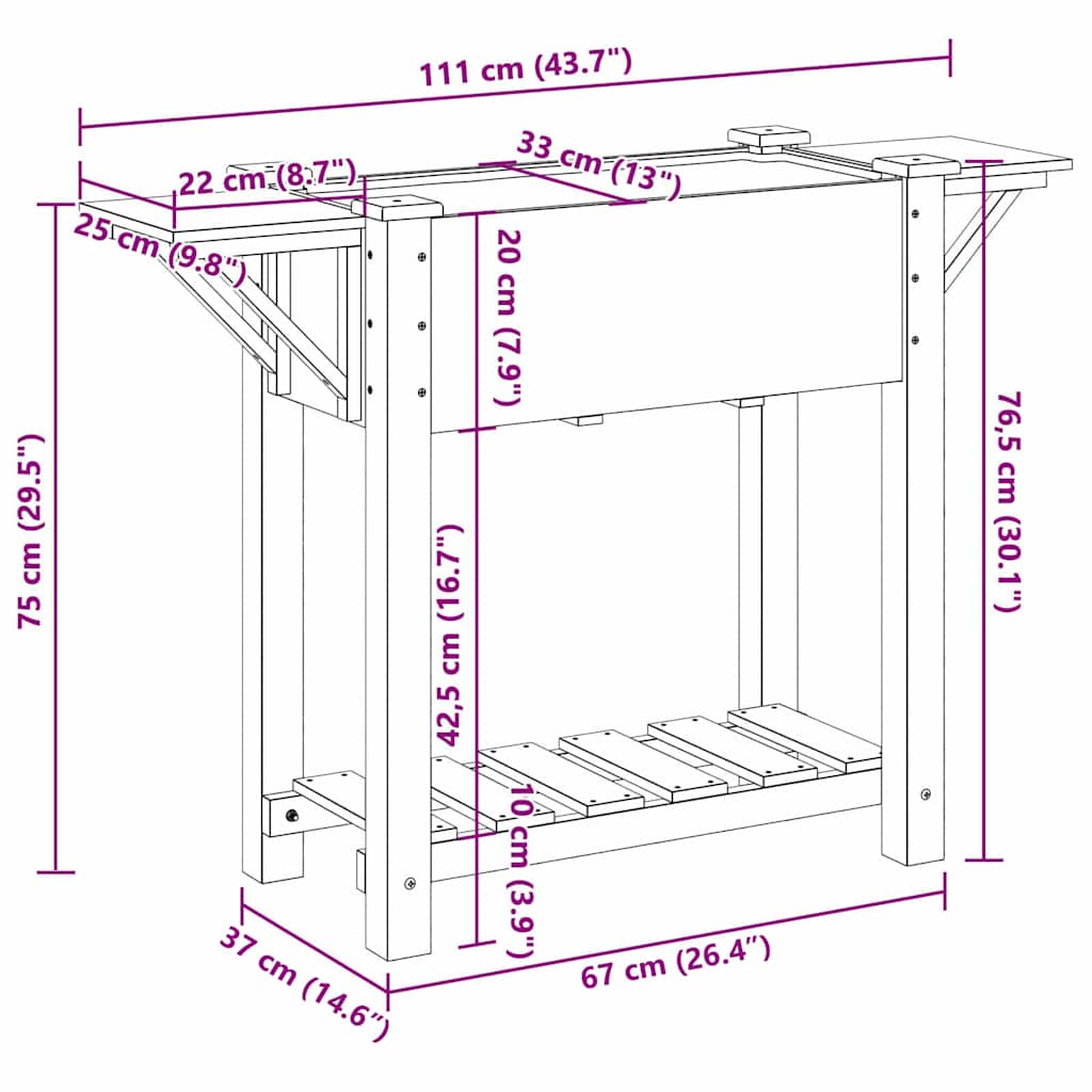 Vrtna saksija s policom Bež 111 x 37 x 76,5 cm Čvrsto drvo jele