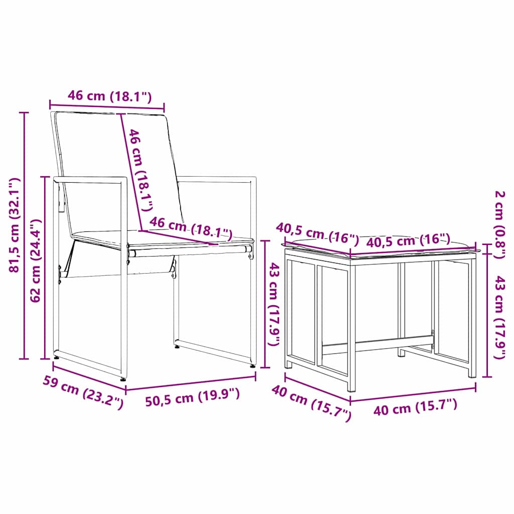 Vrtni set za objed 11 pcs Crna Čelik