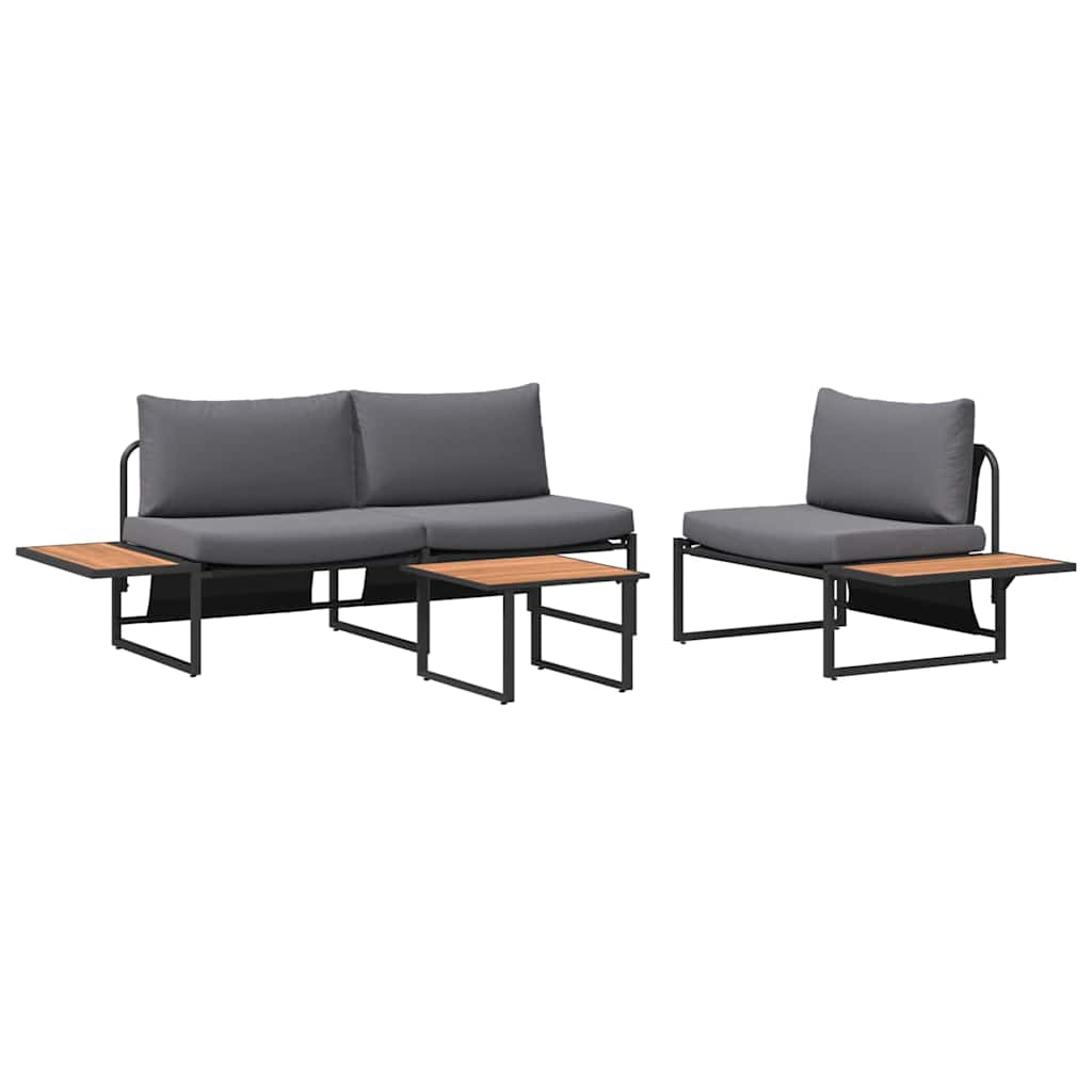Vrtni set za objed 3 kom. Antracit Čelik Crna 55 x 55 x 70 cm