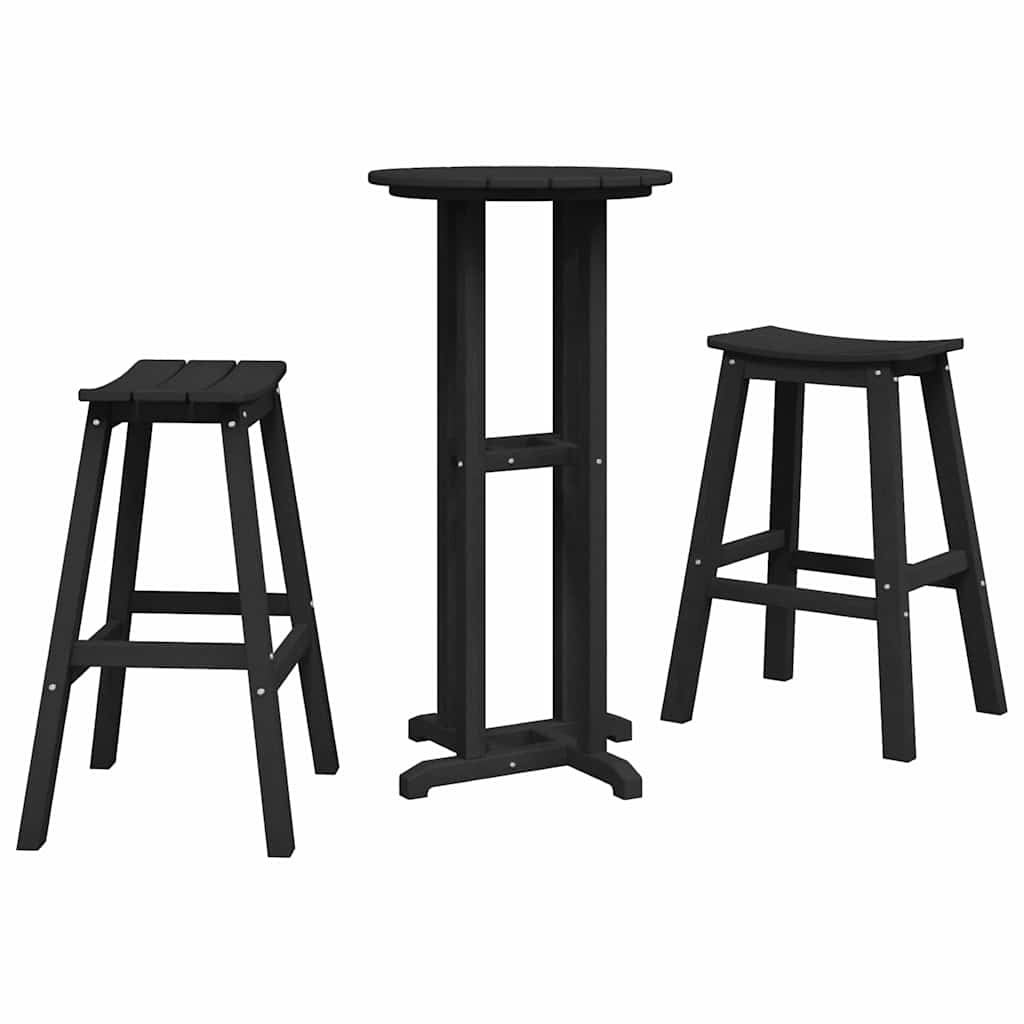 Set bar stolova za vrt 3 pcs Crna HDPE