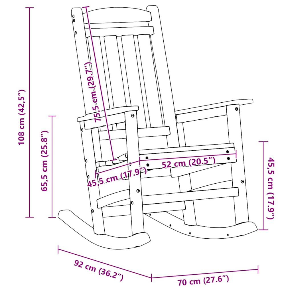 Ljuljačka 2 pcs Svijetlo siva 92 x 70 x 108 cm Polietilen