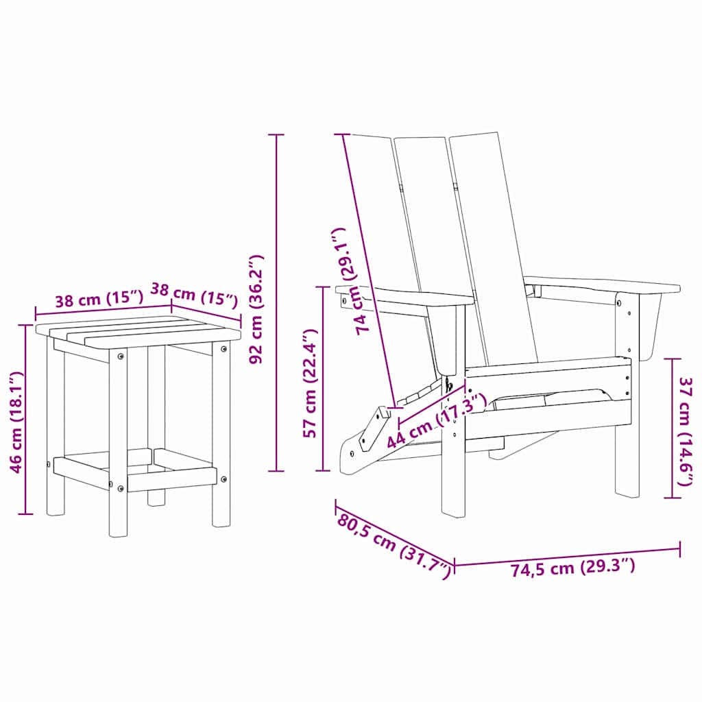 Vrtna stolica 3 pcs Bijelo 80.5 x 74.5 x 92 cm Polietilen