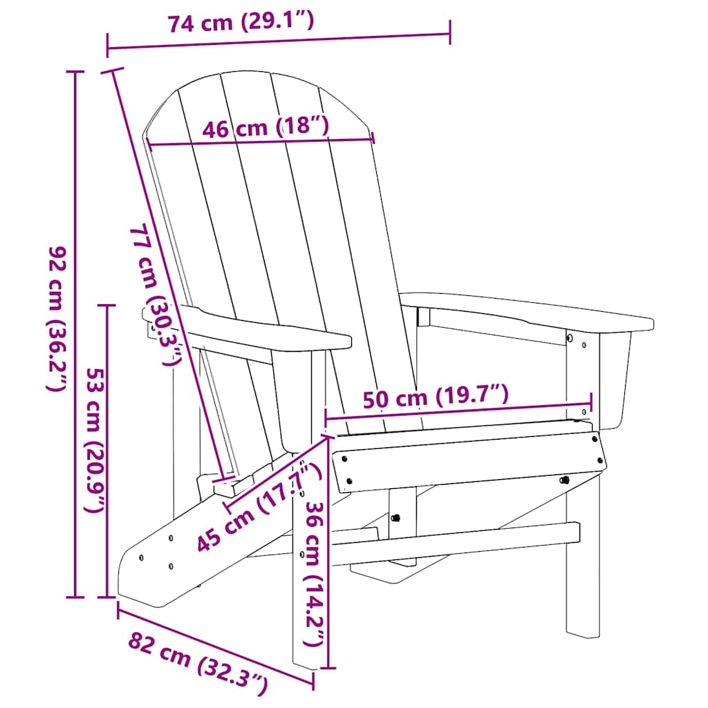 Vrtna stolica 2 pcs Bijelo 82 x 74 x 92 cm Polietilen