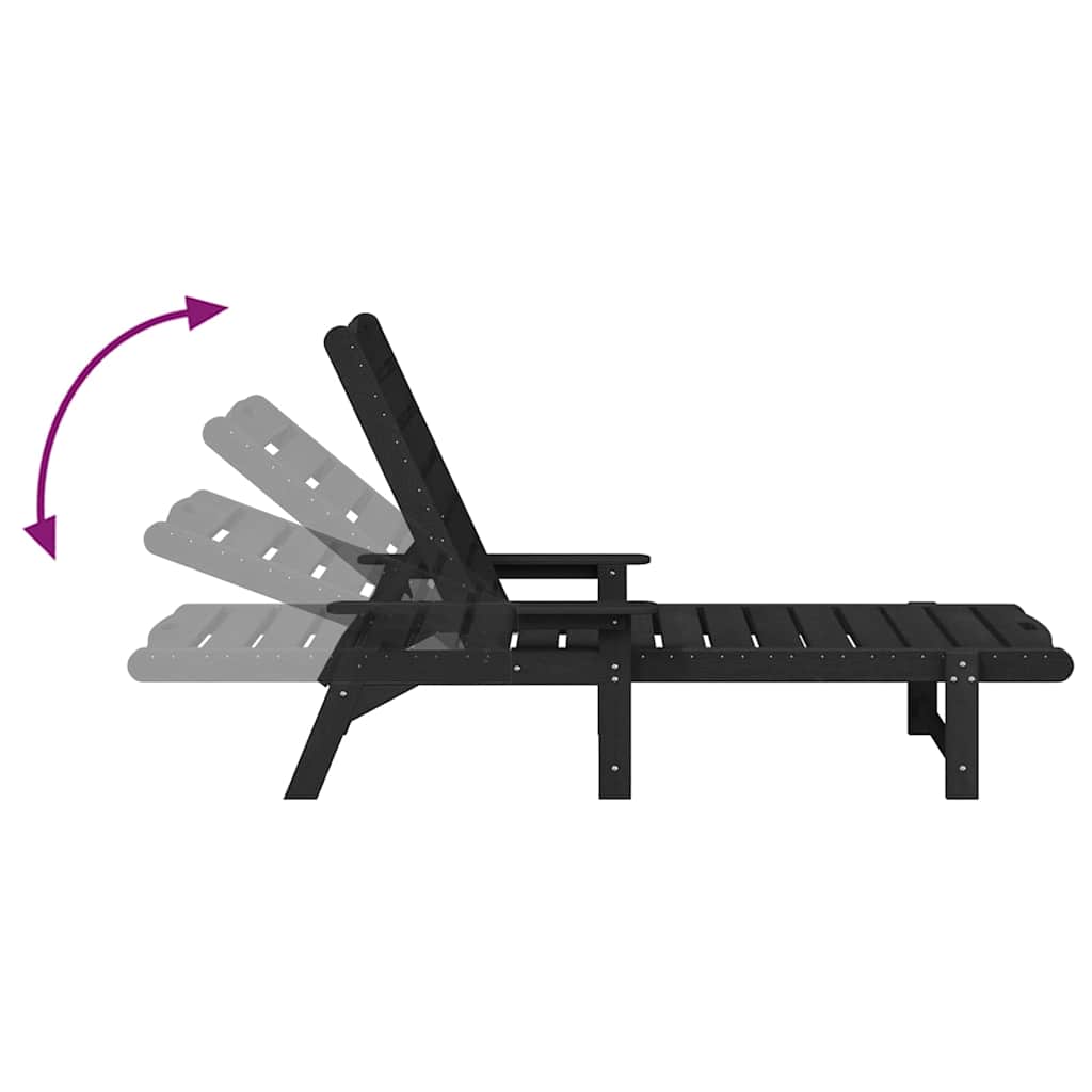 Ležaljka 2 pcs Crna 195,5 x 53 x 98,5 cm Polietilen