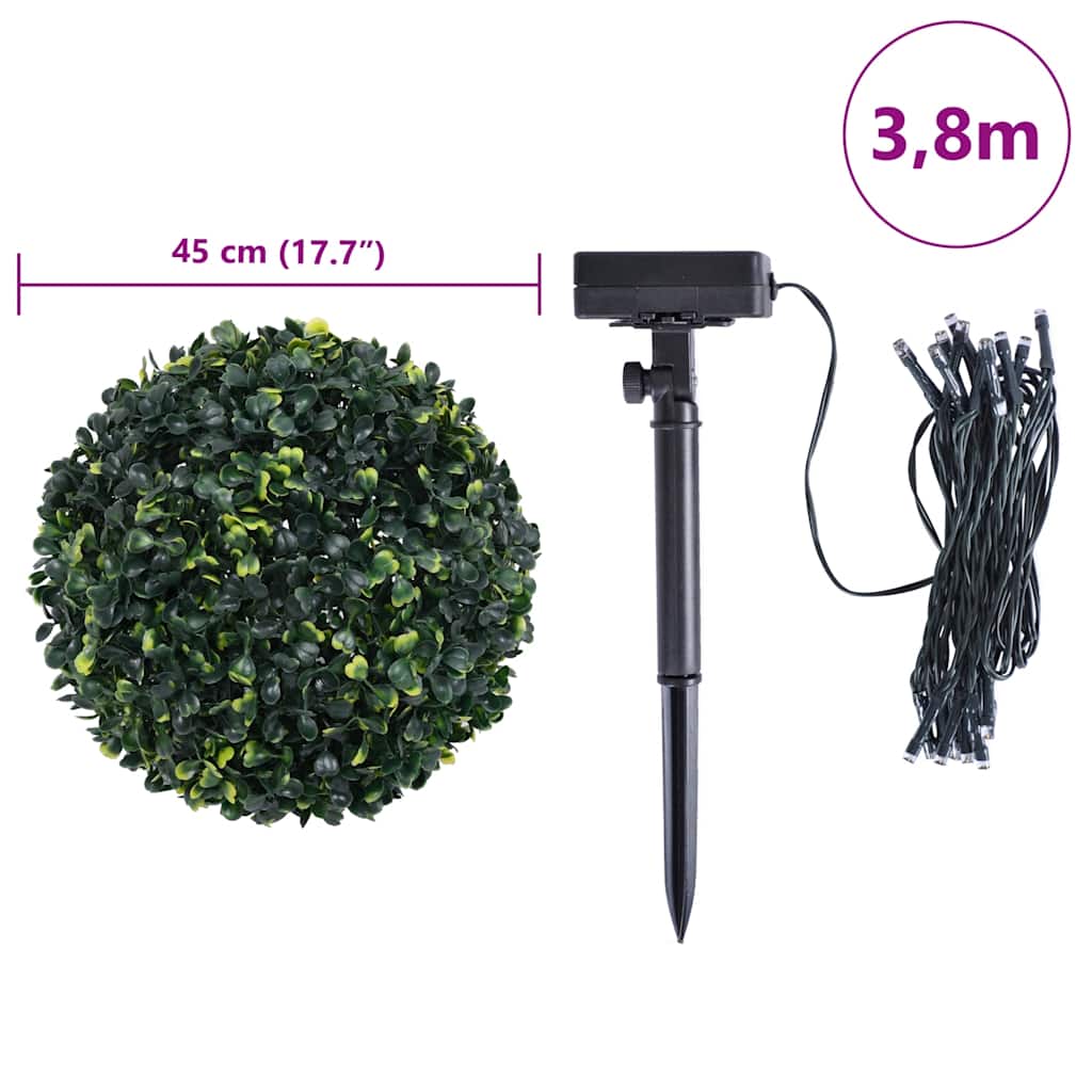 Umjetne kugle od šimšira s LED svjetlima 2 kom zelene 45 cm