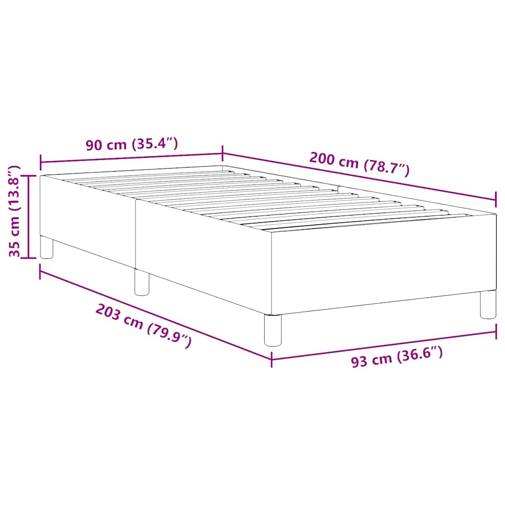 Krevet s opruga kutije Tamnosiva 90 x 200 cm Kordura tekstil