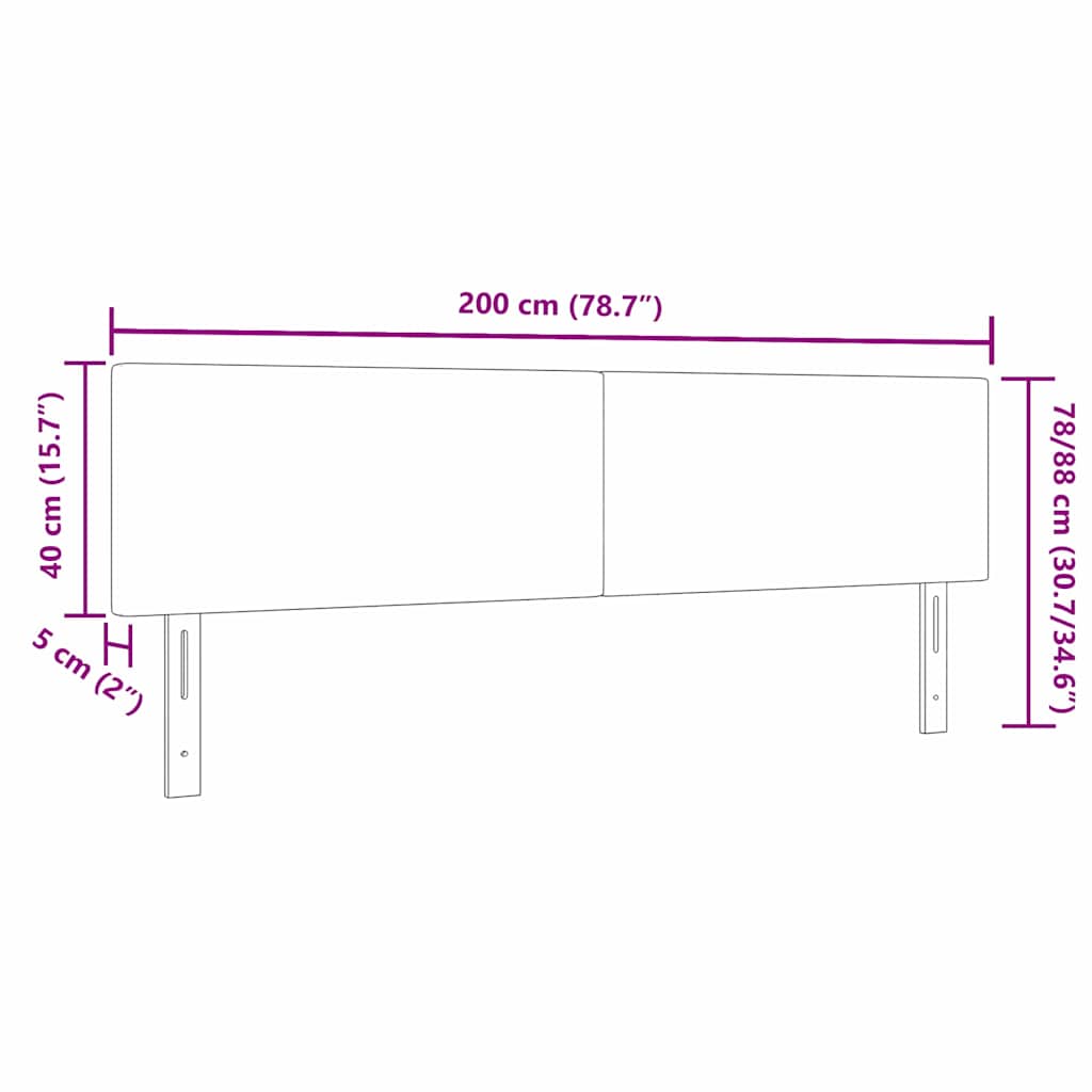 Uzglavlje Tamno siva 200 cm Kordura tekstil