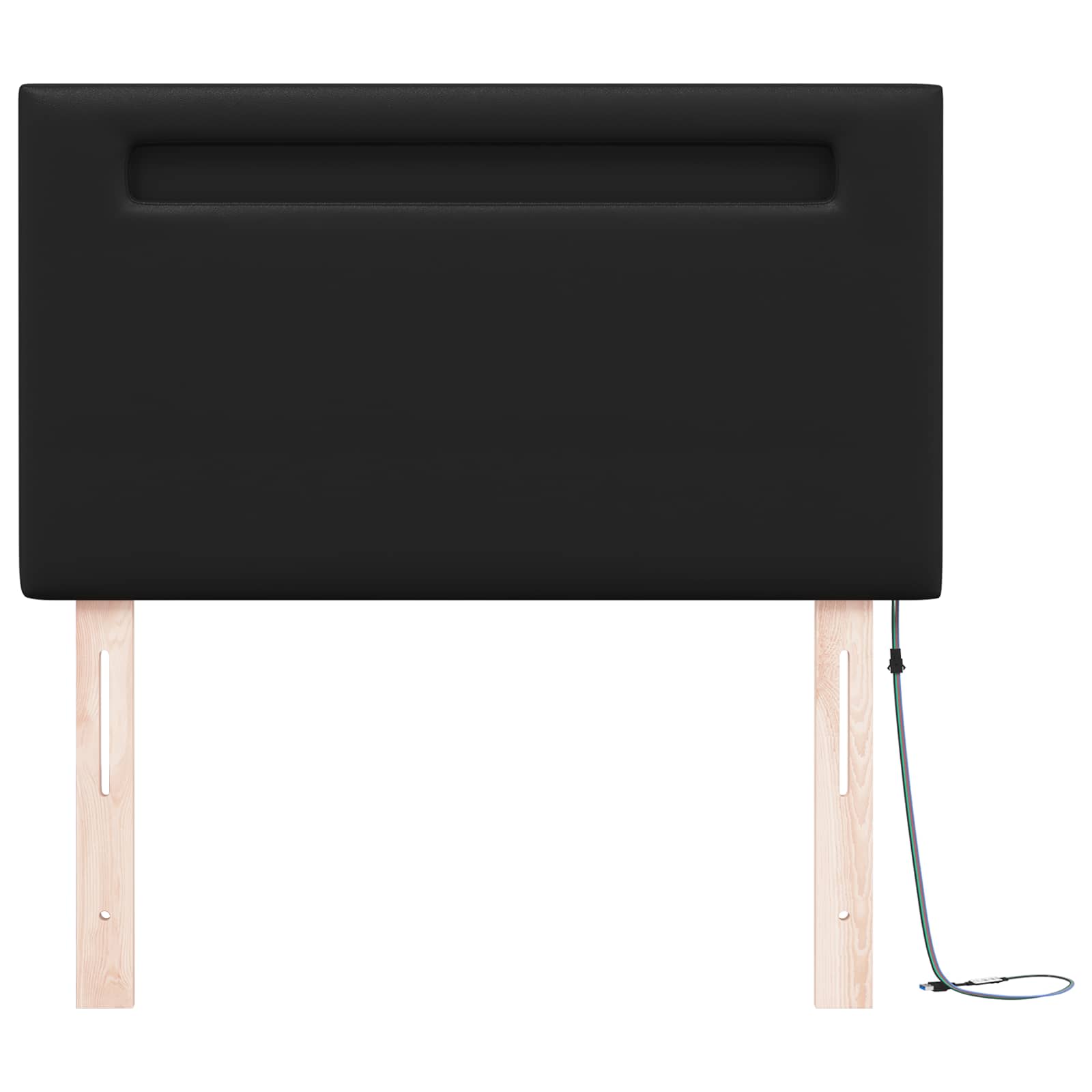 LED glava kreveta Crna 90 cm Lažna koža