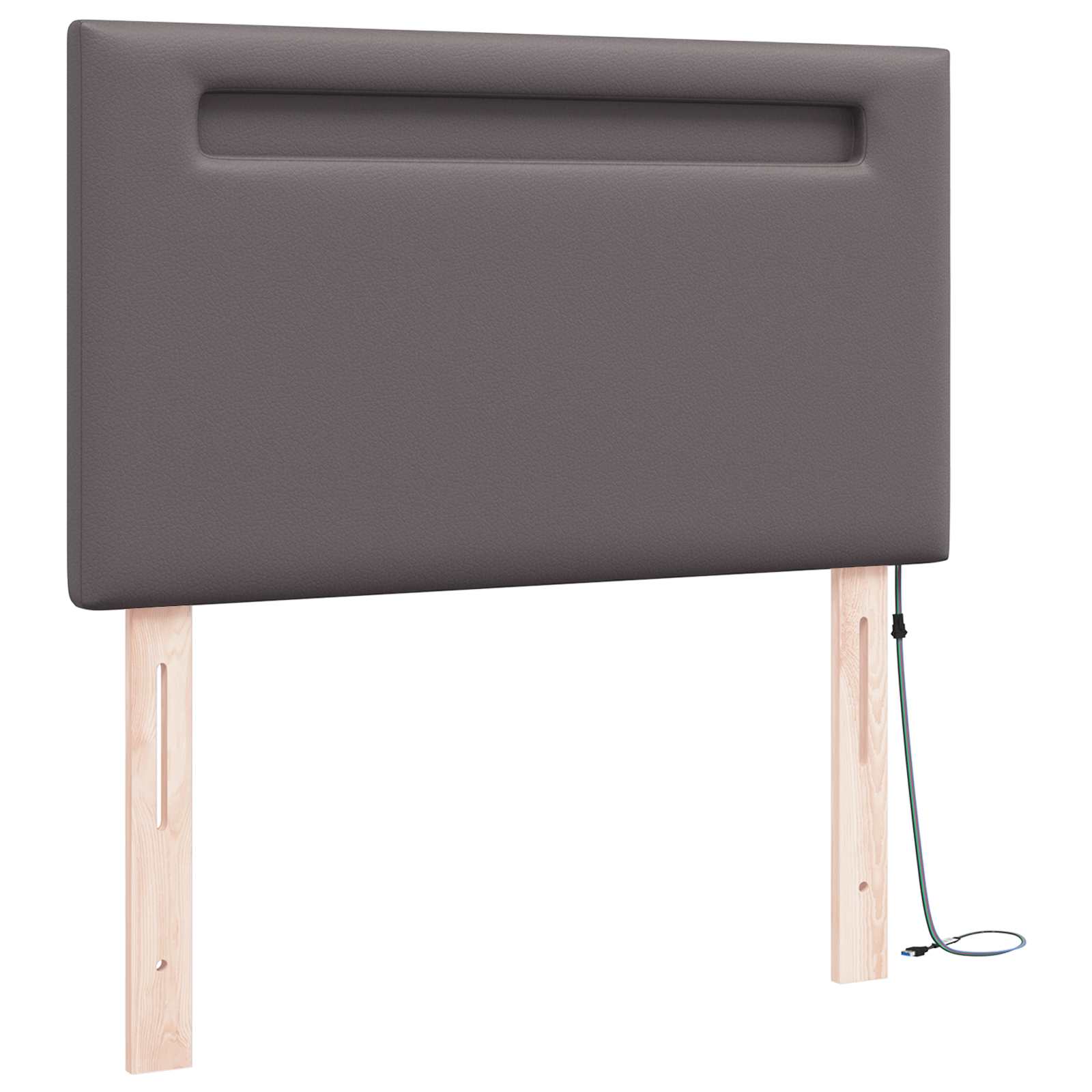 LED glava kreveta Siva 90 cm Lažna koža