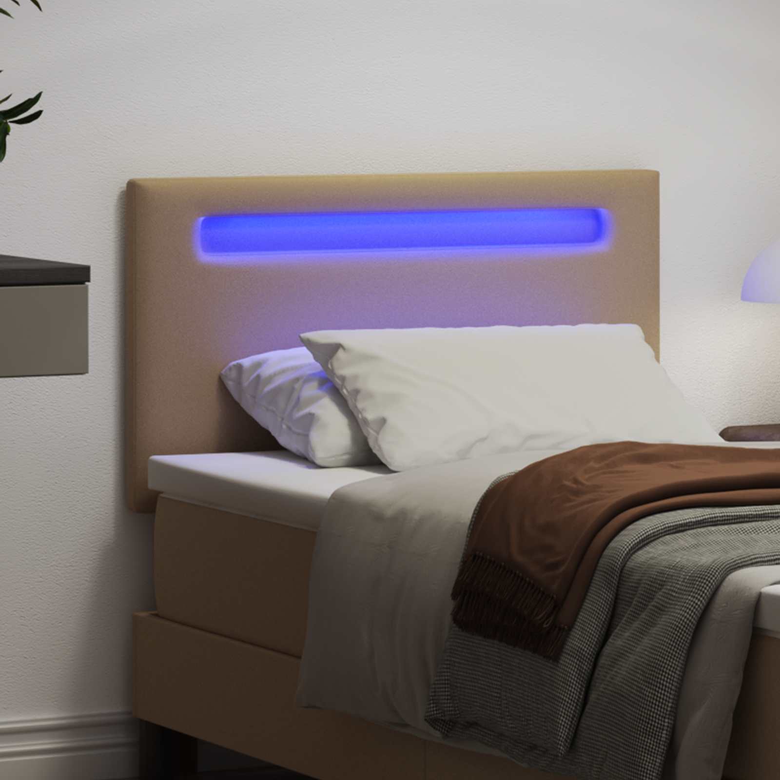 LED glava kreveta Boja cappuccina 90 cm Lažna koža