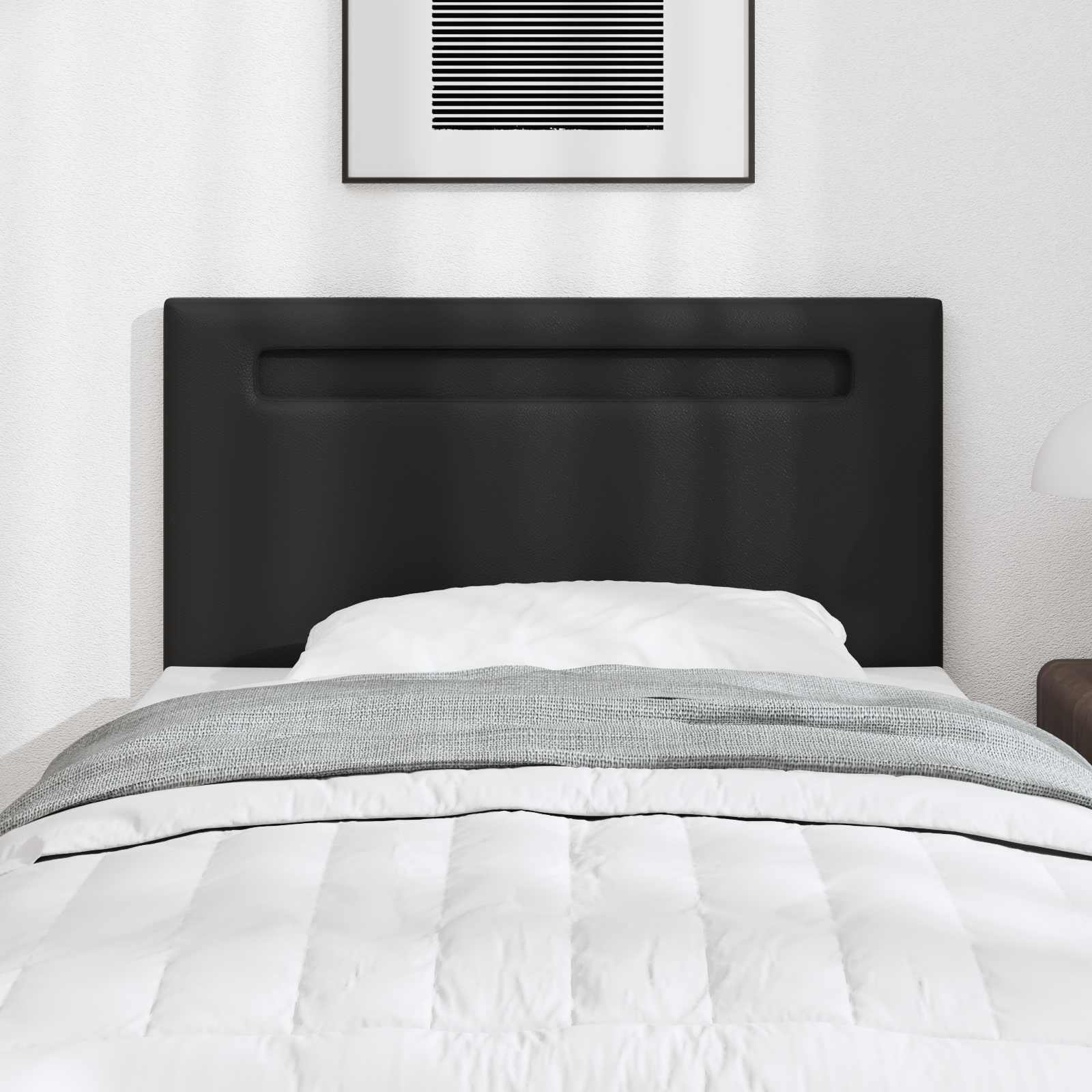 LED glava kreveta Crna 100 cm Lažna koža