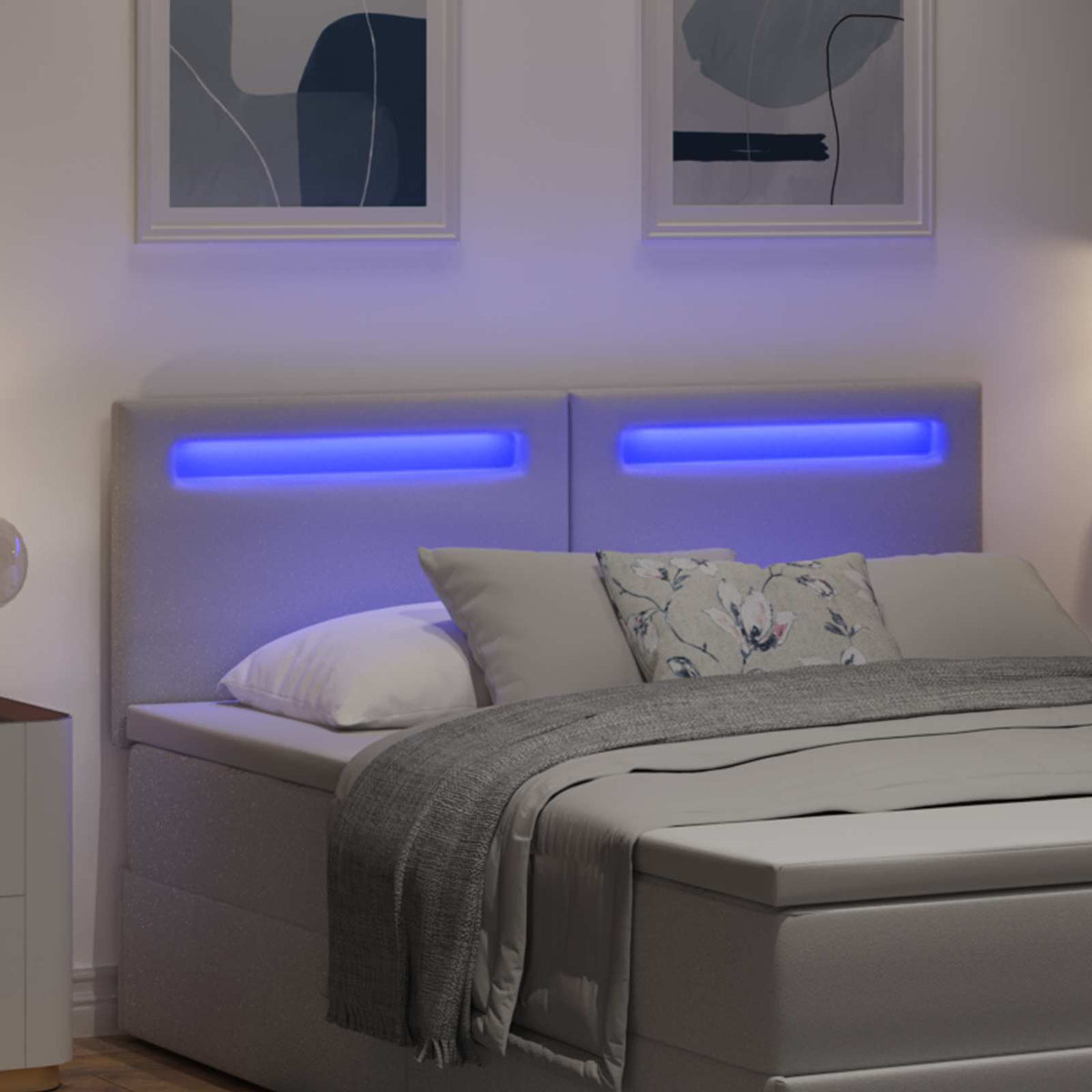 LED glava kreveta Bijelo 144 cm Lažna koža