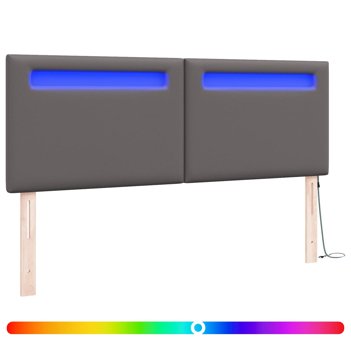 LED glava kreveta Siva 144 cm Lažna koža