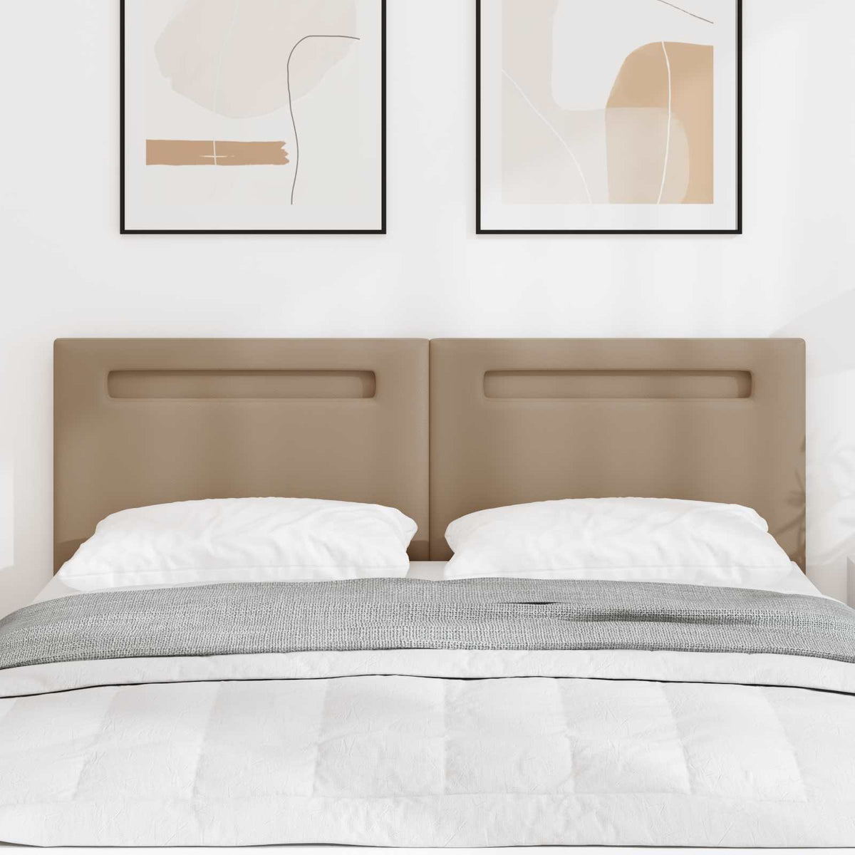 LED glava kreveta Boja cappuccina 144 cm Lažna koža