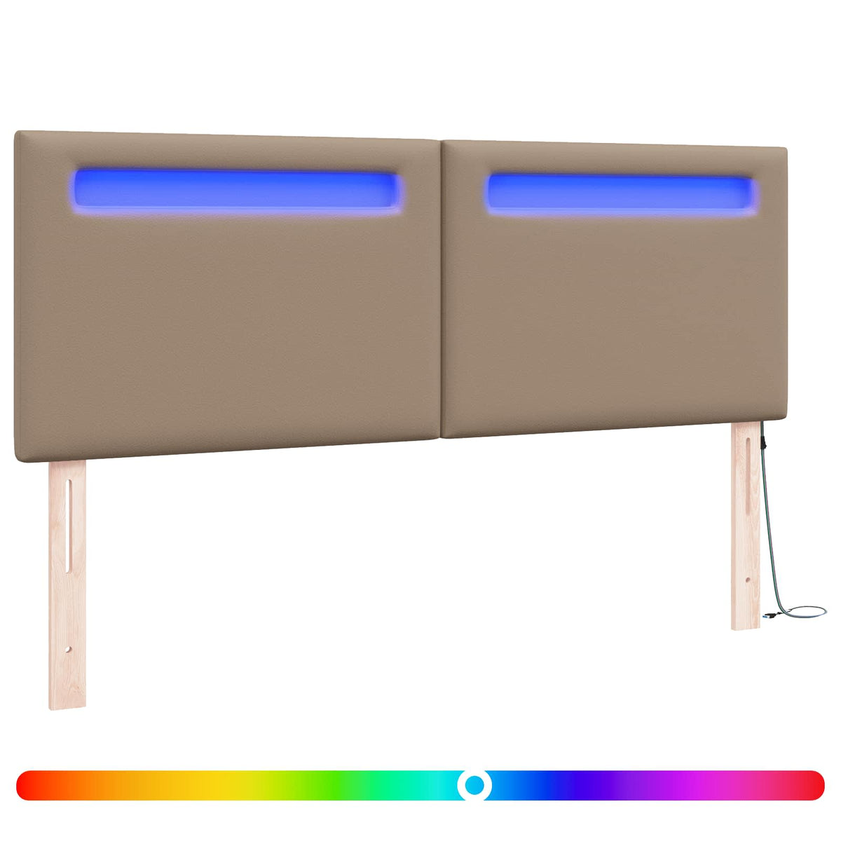 LED glava kreveta Boja cappuccina 144 cm Lažna koža