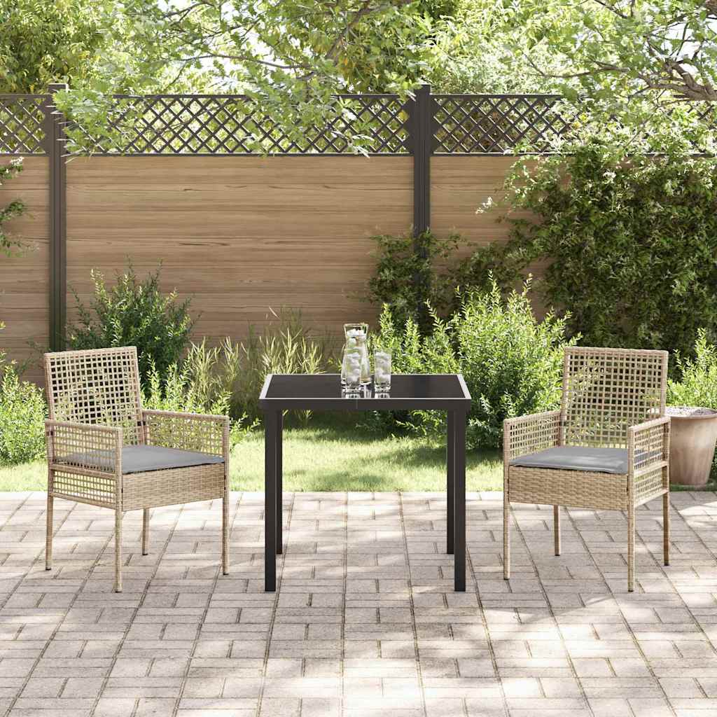 Vrtna stolica s jastukom 2 pcs Bež 55 x 53 x 85 cm poliratan
