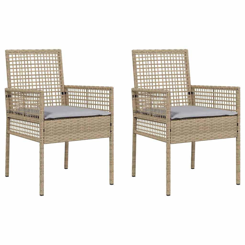 Vrtna stolica s jastukom 2 pcs Bež 55 x 53 x 85 cm poliratan