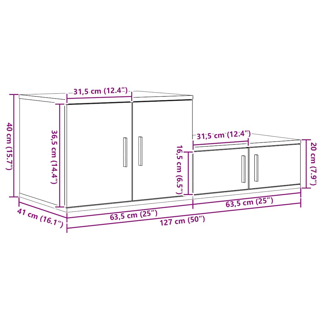 Ormarić za pohranu 2 pcs Bijelo 127 x 41 x 40 cm