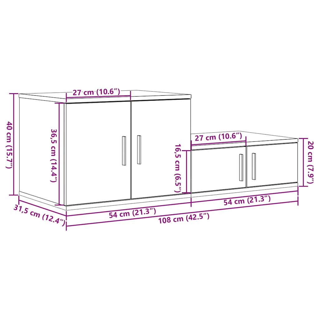 Ormarić za pohranu 2 pcs Betonski sivi 108 x 41 x 40 cm