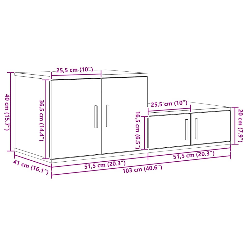 Ormarić za pohranu 2 pcs Betonski sivi 103 x 41 x 40 cm