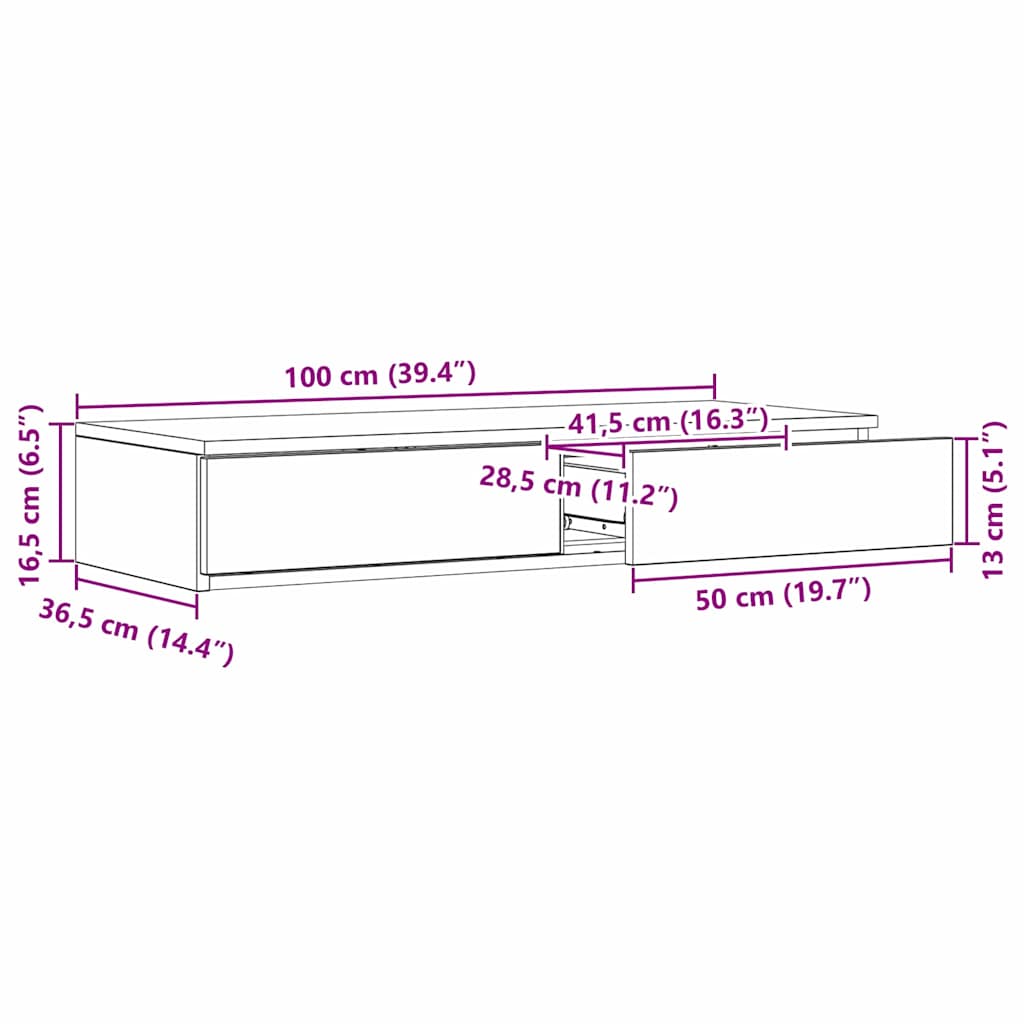 Ladice za krevet s ladicama Dimljeni hrast 100 x 36,5 x 16,5 cm