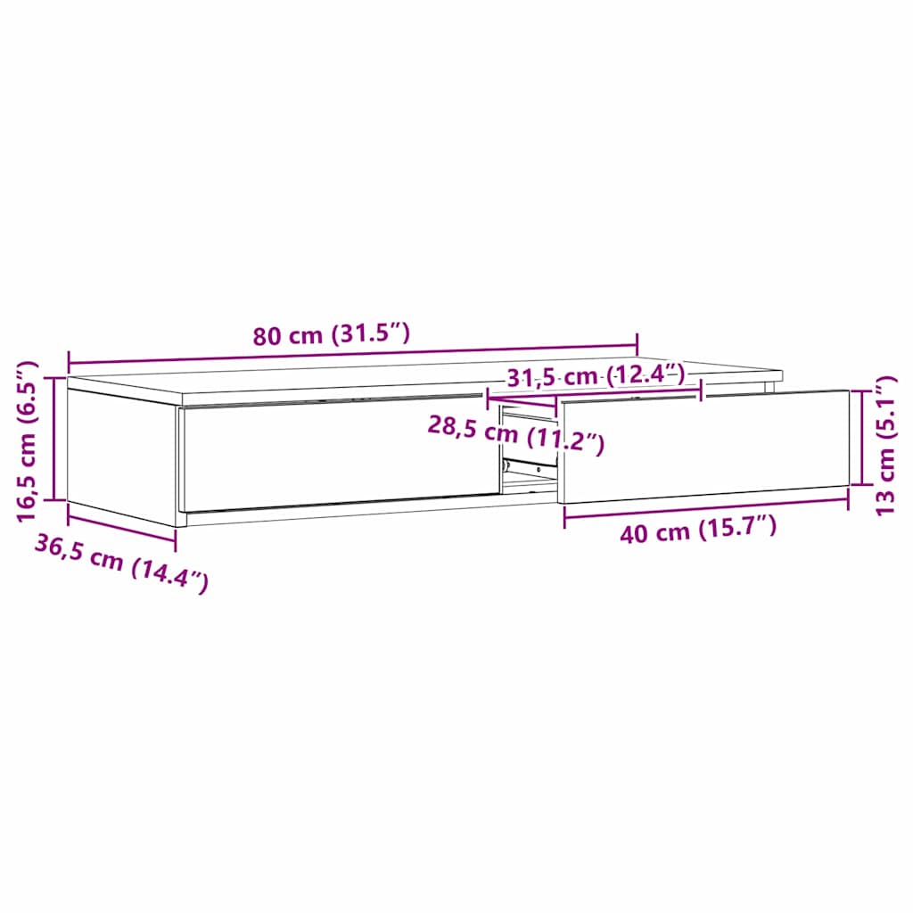 Ladice za krevet Bijelo 80 x 36,5 x 16,5 cm Konstruirano drvo