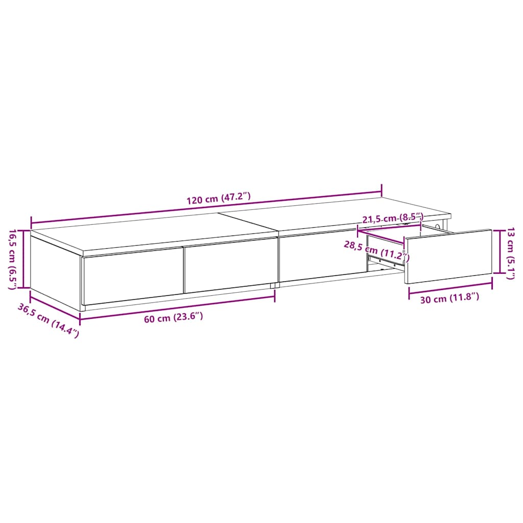 Ladice za krevet s ladicama Sonoma hrast 120 x 36,5 x 16,5 cm