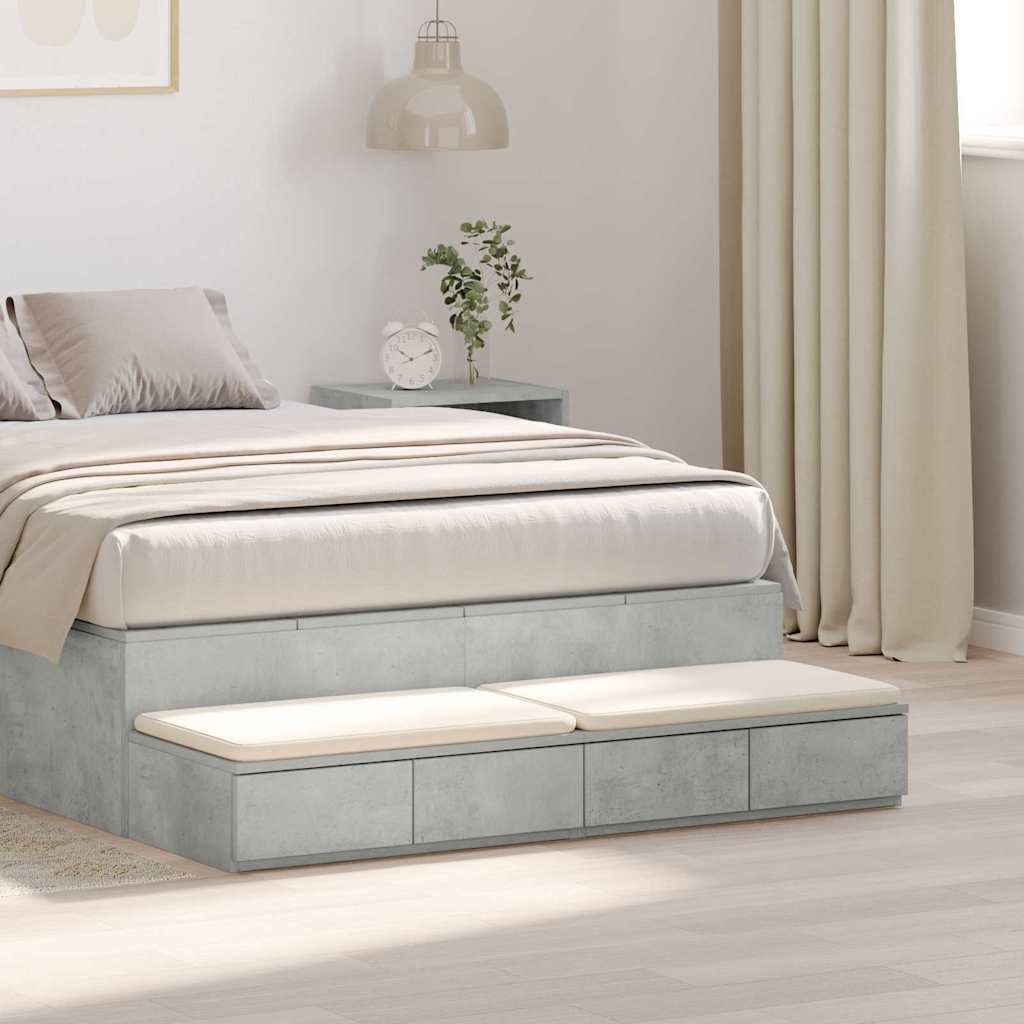 Ladice za krevet s ladicama Betonski sivi 120 x 36,5 x 16,5 cm