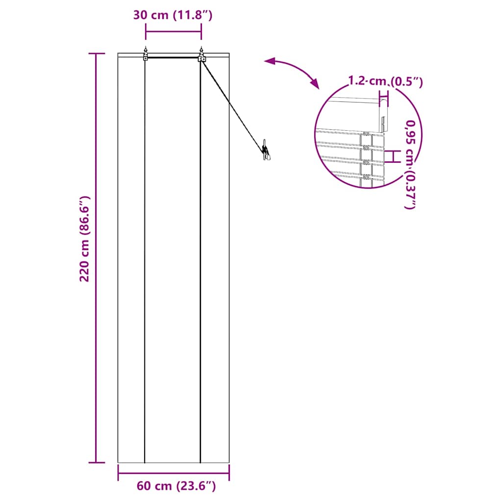 Rolo zavjesa sa zavjesama Priroda 60 x 220 cm bambus