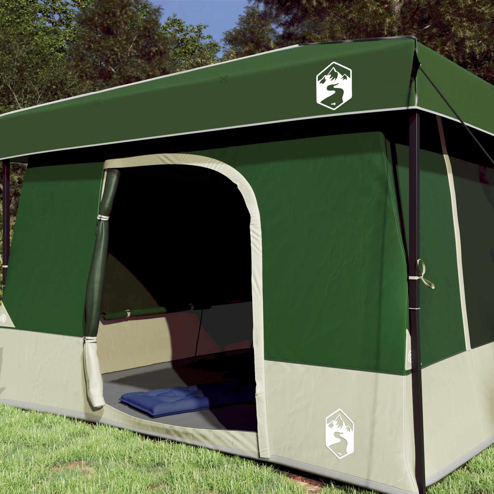 Set Kamp Šatora s krovom 2 pcs Zelena Tafta i Tkanina