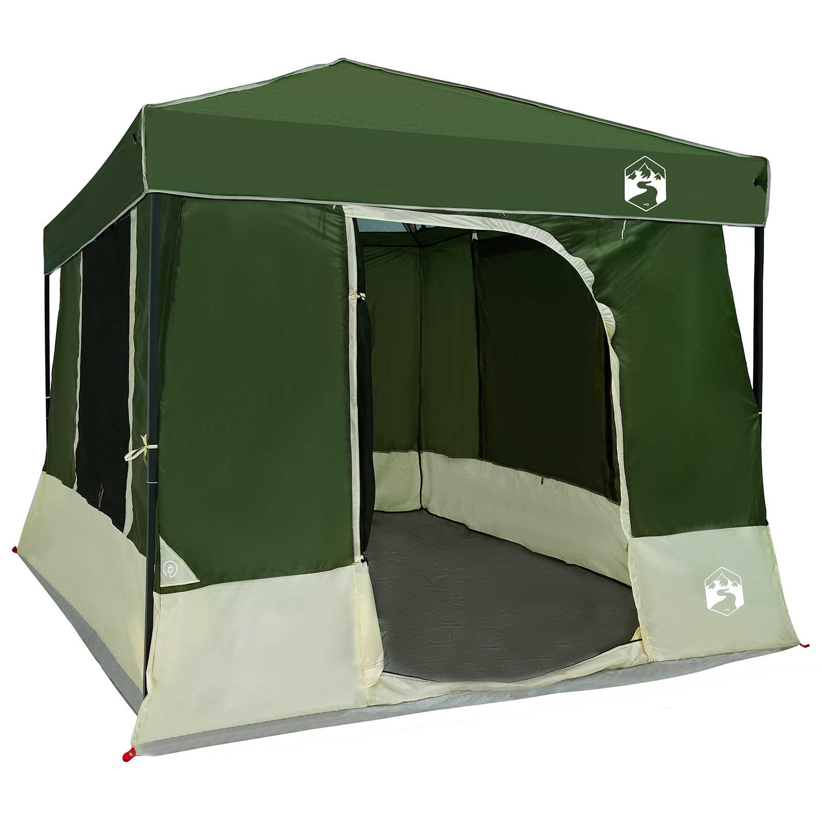 Set Kamp Šatora s krovom 2 pcs Zelena Tafta i Tkanina