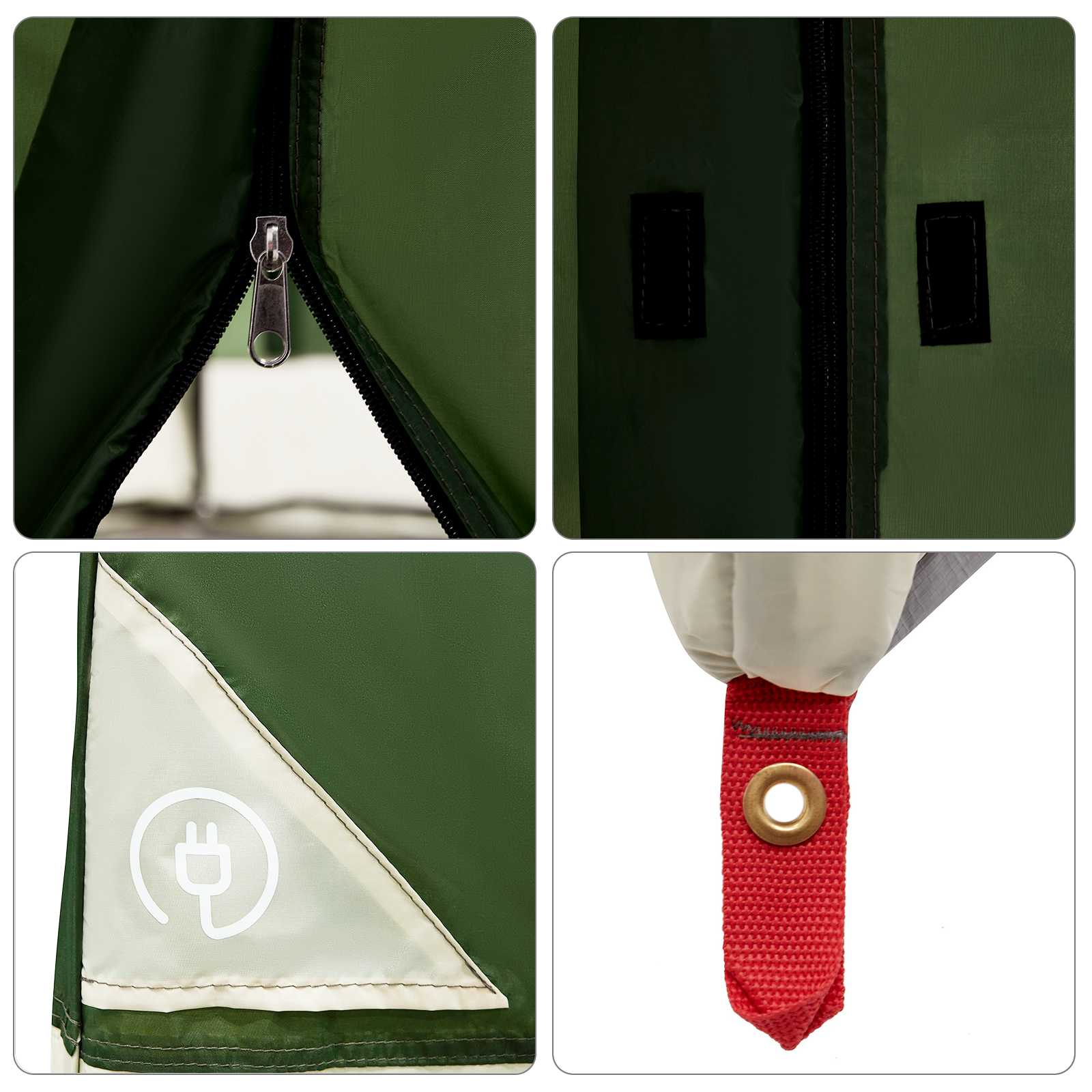 Set Kamp Šatora s krovom 2 pcs Zelena Tafta i Tkanina