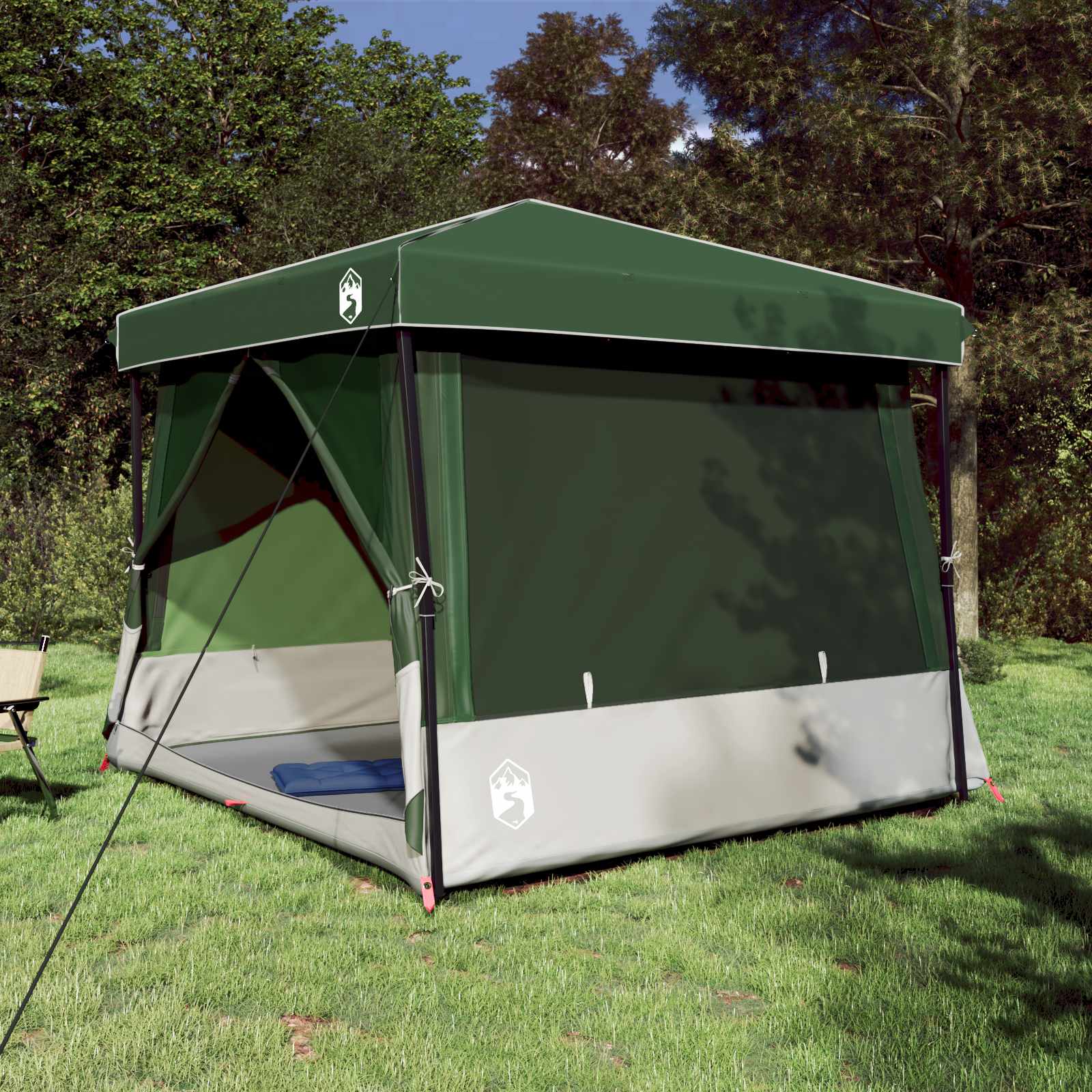 Set Kamp Šatora s krovom 2 pcs Zelena Tafta i Tkanina