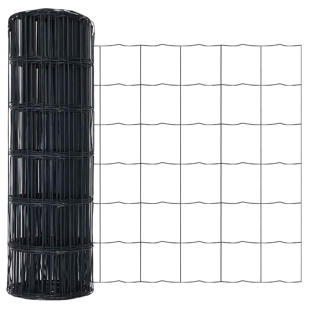 Euro ograda 0,6 x 10 m Željezo prekriveno PVC-om Siva