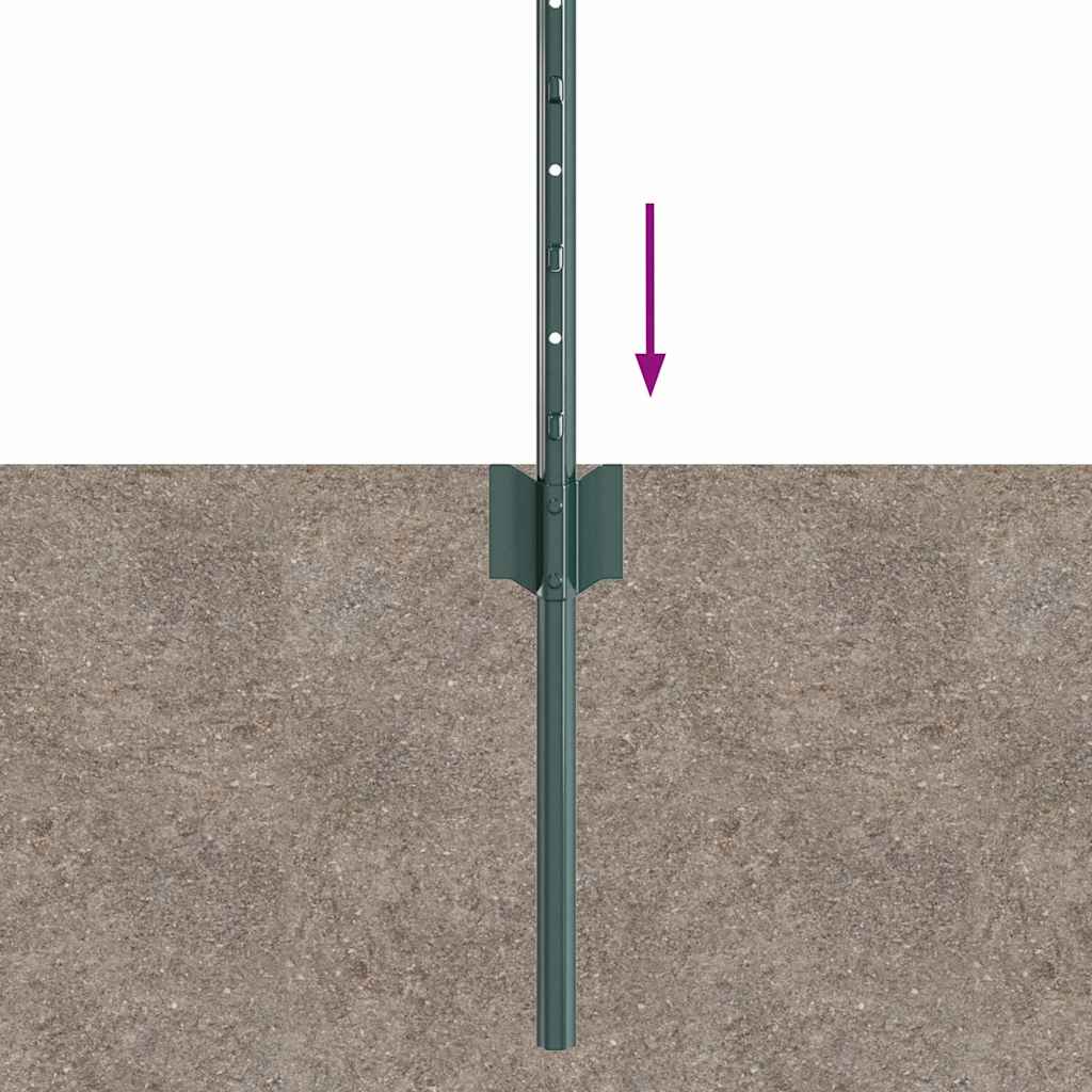 Stup za ogradu 44 pcs Zelena 100 cm Čelik