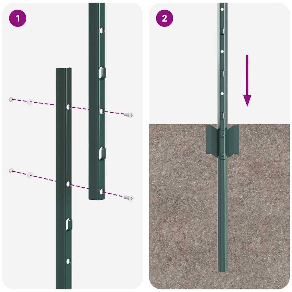 Stup za ogradu 22 pcs Zelena 140 cm Čelik