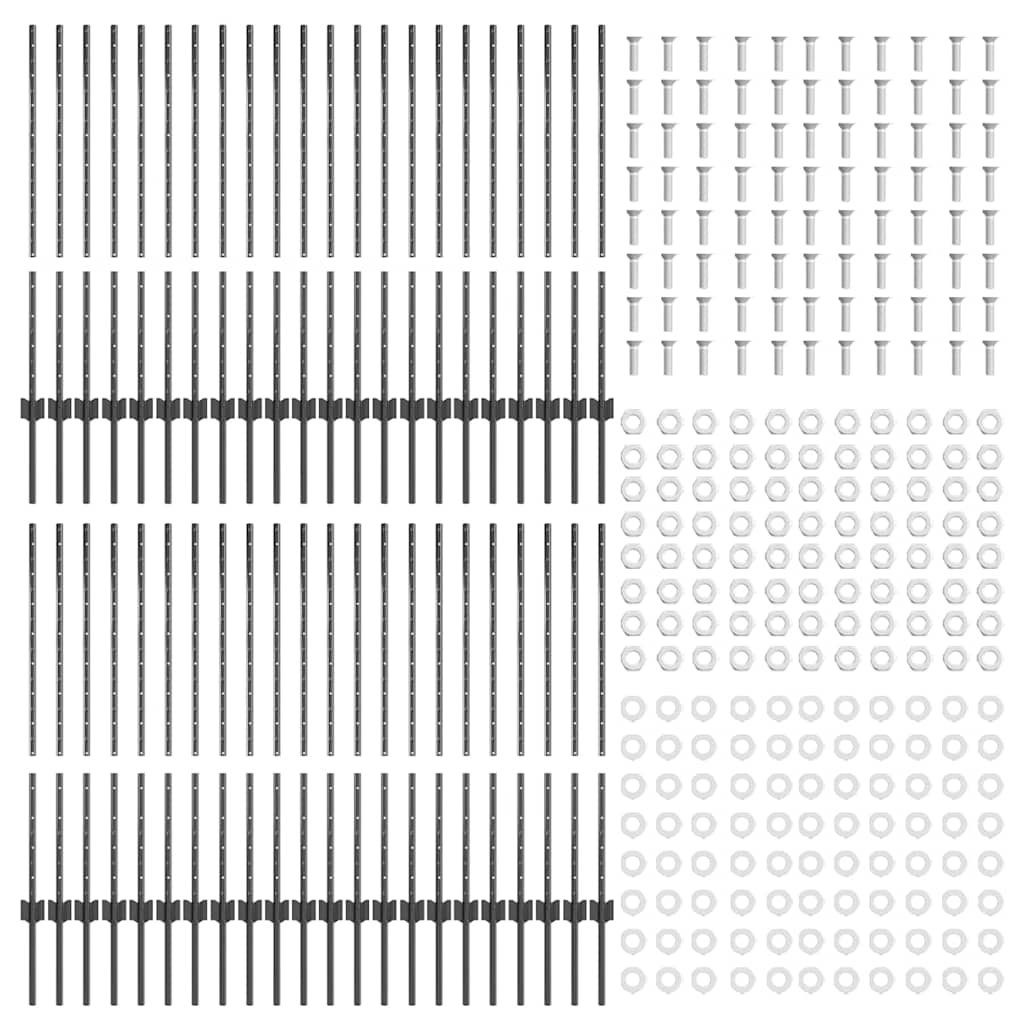 Stup za ogradu 44 pcs Siva 140 cm Čelik