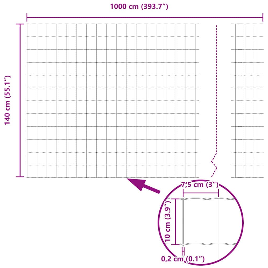 Zavarena žičana ograda 10 x 1,4 m (Š x V) Čelik premazan PVC-om