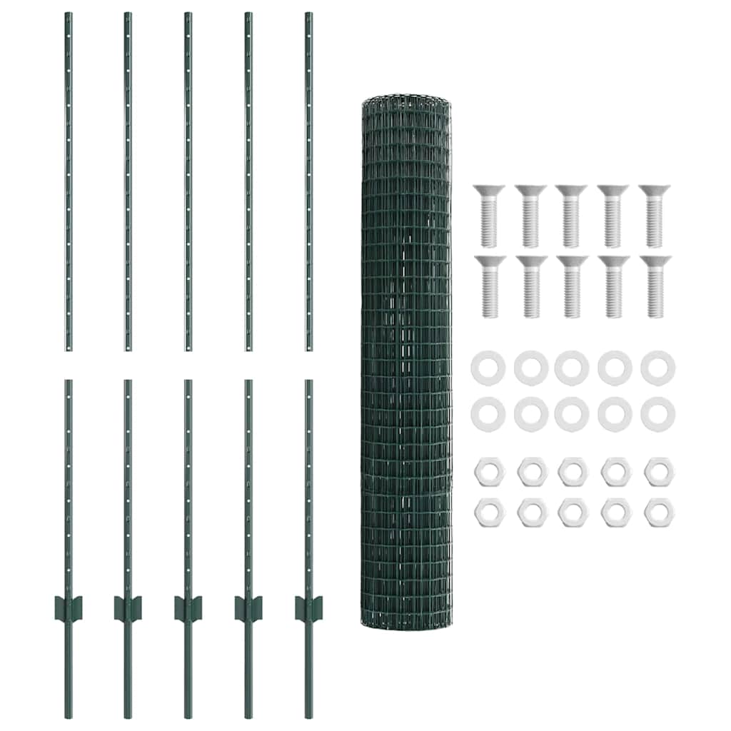 Euro ograda s postom 10 x 1,4 m Čelik premazan PVC-om Zelena