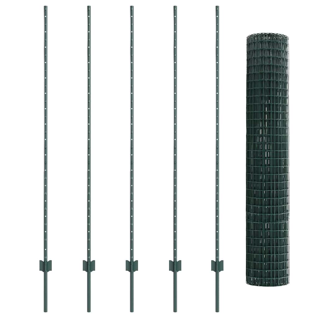 Euro ograda s postom 10 x 1,5 m Čelik premazan PVC-om Zelena