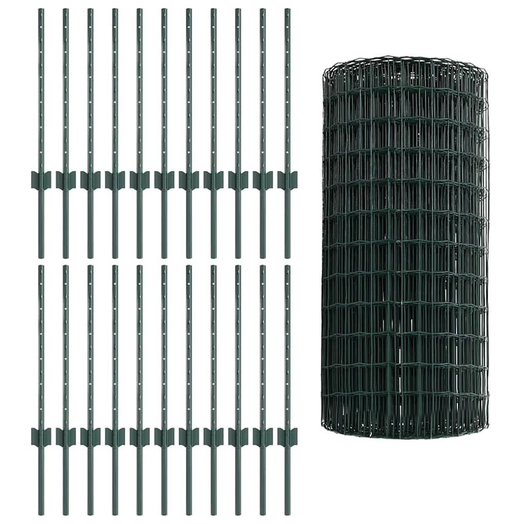 Euro ograda s postom 50 x 0,6 m Čelik premazan PVC-om Zelena