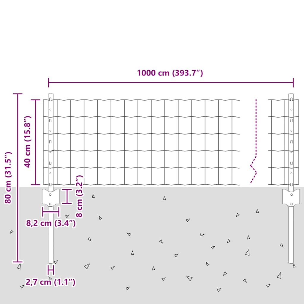 Zavarena žičana ograda 10 x 0,4 m (Š x V) Čelik premazan PVC-om