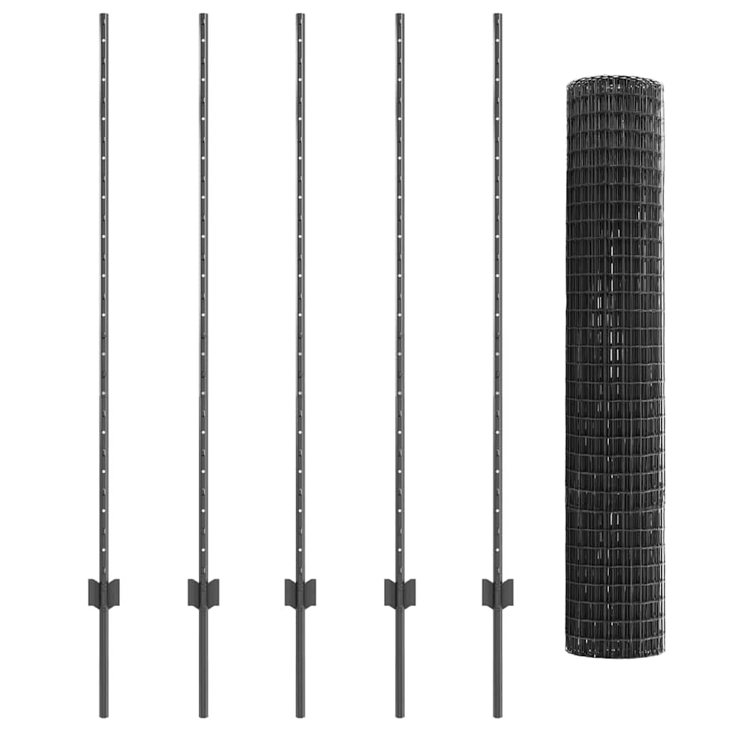 Euro ograda s postom 10 x 1,4 m Čelik premazan PVC-om Siva