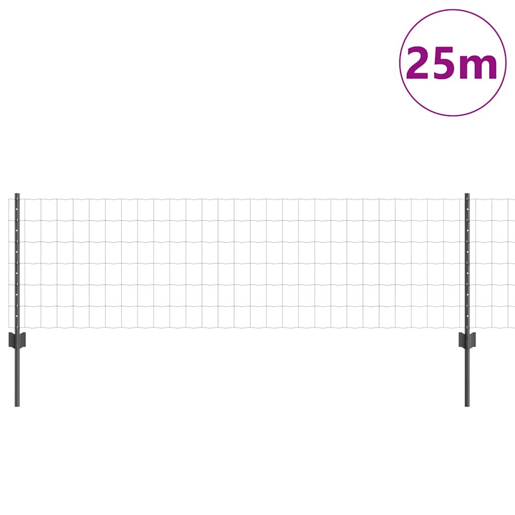Euro ograda s postom 25 x 0,6 m Čelik premazan PVC-om Siva